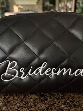 Bridesmaid Quilted Cosmetic Pouch - Black